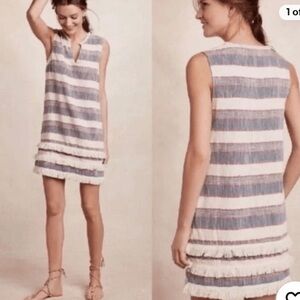 Anthropologie Holding Horses Fringed Sleeveless Tiered Shift Dress